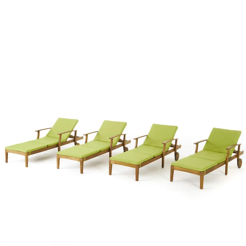 Perla Outdoor Wood Chaise Lounges (Set of 4) by Christopher Knight Home