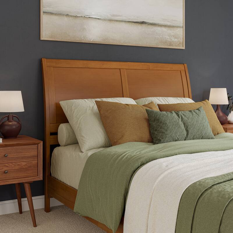 Valencia Solid Wood Low Profile Sleigh Platform Bed