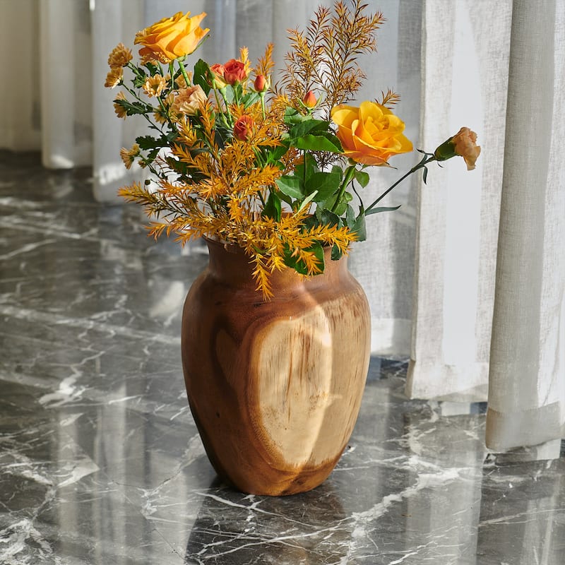 Natural Grain Suar Wood Decorative Vase