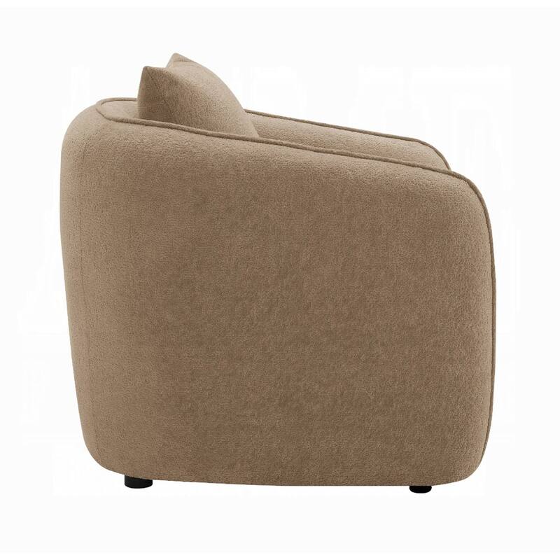 Keina Accent Chair, Modern Rounded Back, Brown Chenille, 1 Back Pillow