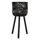 preview thumbnail 7 of 6, Woven Bamboo Floor Baskets with Wood Legs (Set of 3 Sizes)