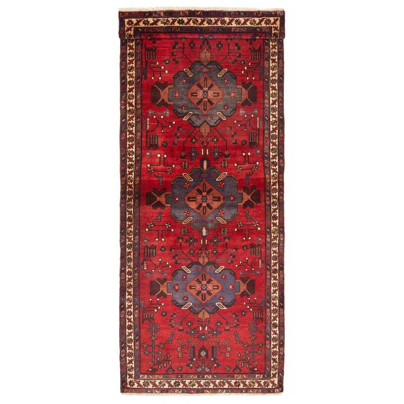 ECARPETGALLERY Hand-knotted Andelz Red Wool Rug - 3'7 x 9'8 - Red - 3'7 x 9'8