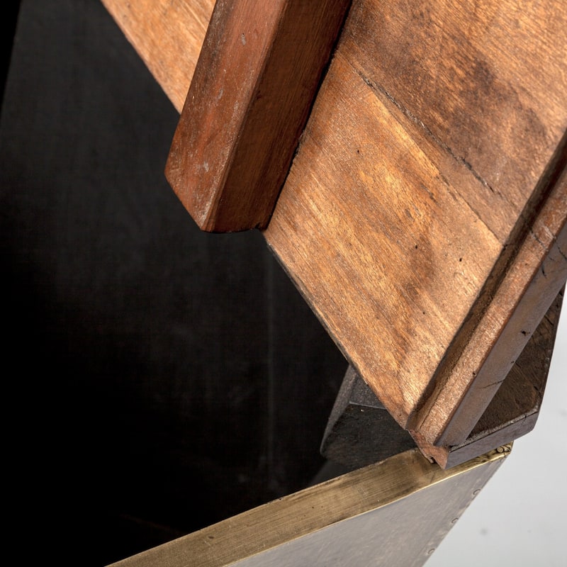 Brown Solid Wood Hexagon End Table with Brass Finish and Thick Top Frame - 19.3” x 19.3” x 21” (D x W x H)