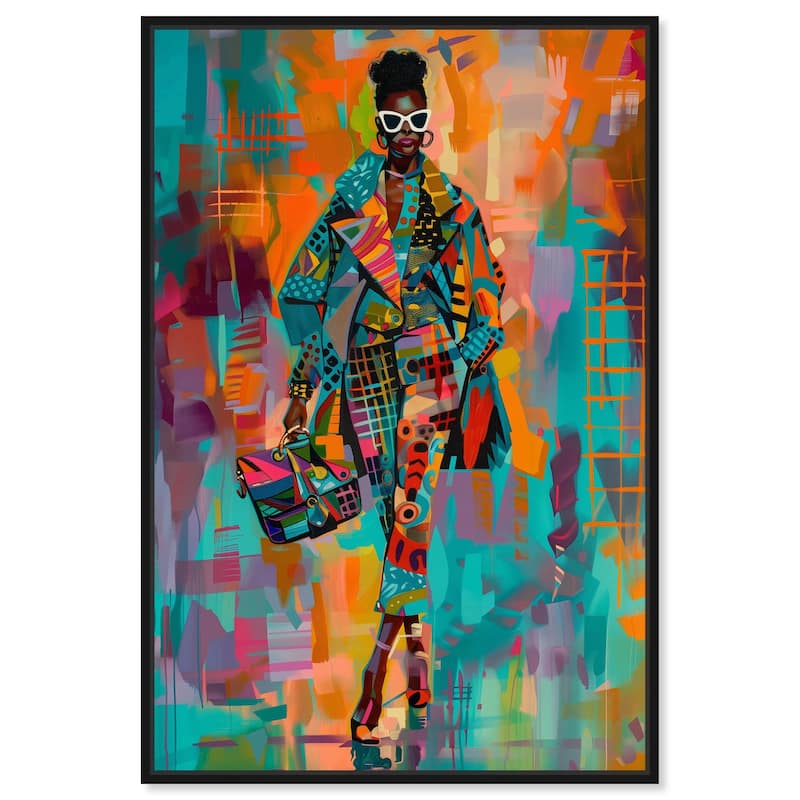 Bold Patchwork Style Canvas by Art Remedy - 36" x 54" - Black