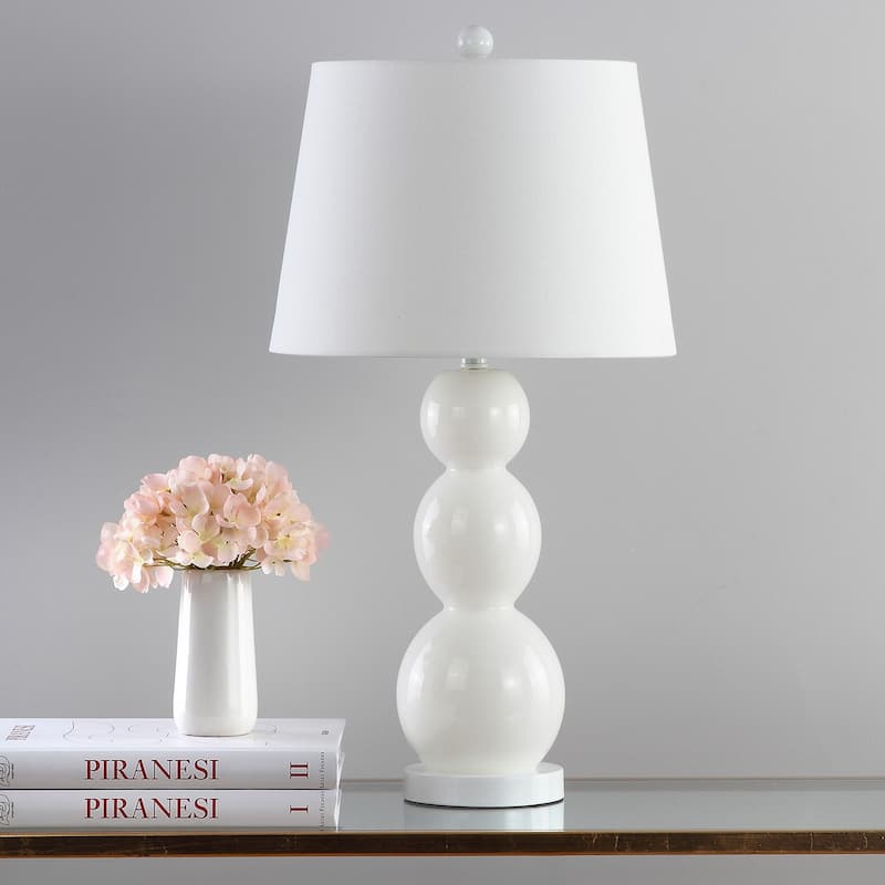 SAFAVIEH Lighting Natasha 28-inch Three Sphere Glass White Table Lamp (Set of 2) - 14"x14"x26.5" - 14Wx14Dx27H