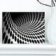 preview thumbnail 14 of 14, Waves and Circles Black n" White - Abstract Art Canvas Print 12 in. wide x 8 in. high