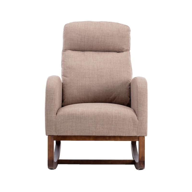 GDFStudio - Amelia Linen Upholstered Rocking Chair with Spacious Seat and Tall Back Design