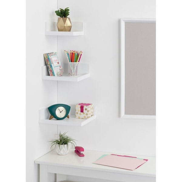 Floating corner store shelf unit