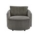 preview thumbnail 22 of 46, Sligo Oversized Wale Corduroy Swivel Accent Chair with Furry Channel Pillow and Ottoman by iNSPIRE Q Bold