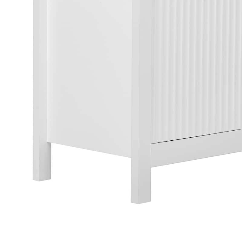 Entryway Cabinet with Wave Design-3 Adjustable Shelves, 3 Drawers & Close Doors, Storage Console Table with Metal Handle