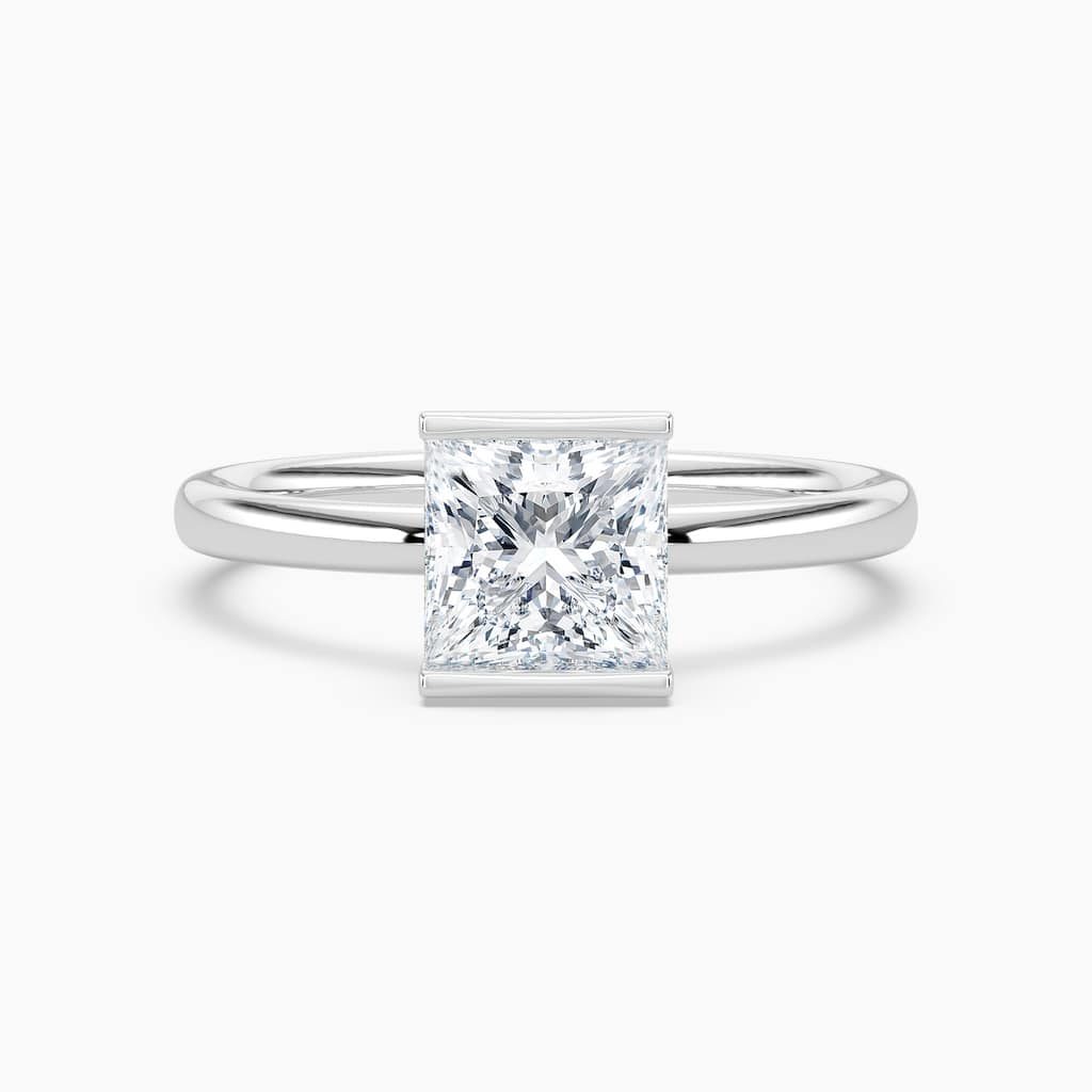 Auriya 14K Gold Lab Grown Diamond Princess Cut Half Bezel Solitaire Engagement Ring 1.00 - 5.00ct. tw. (F-G, VS)
