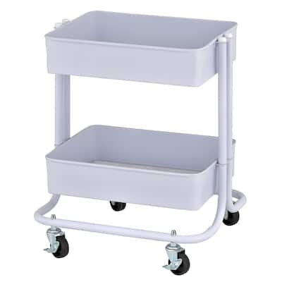 2-Tier Rolling Utility Cart - 15.6"D x 16.7"W x 19.7"H