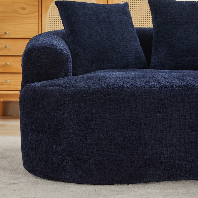 63.2" Modern Small Loveseat Sofa, Chenille Boneless Couch, Deep Seat Sofa with 3 Pillows