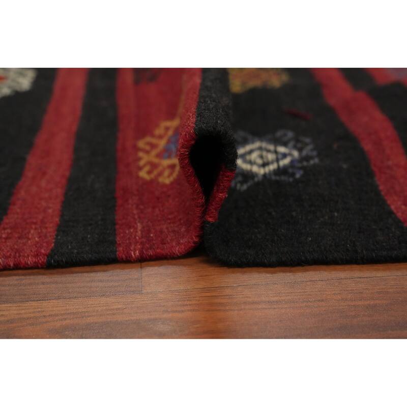Hand Woven Oriental 100% Wool Carpet Southwestern Tribal Red Kilim Area Rug - 10' 5'' X 6' 6''