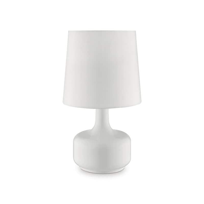 Gali Modern Table Lamp with Off-white Shade by Copper Grove - Glossy White