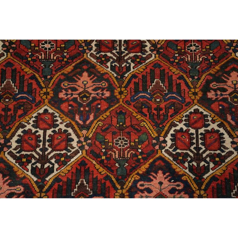 Hand Knotted Oriental 100% Wool Carpet Traditional Floral Oranges & Rust Bakhtiari Area Rug - 9' 6'' X 6' 7''