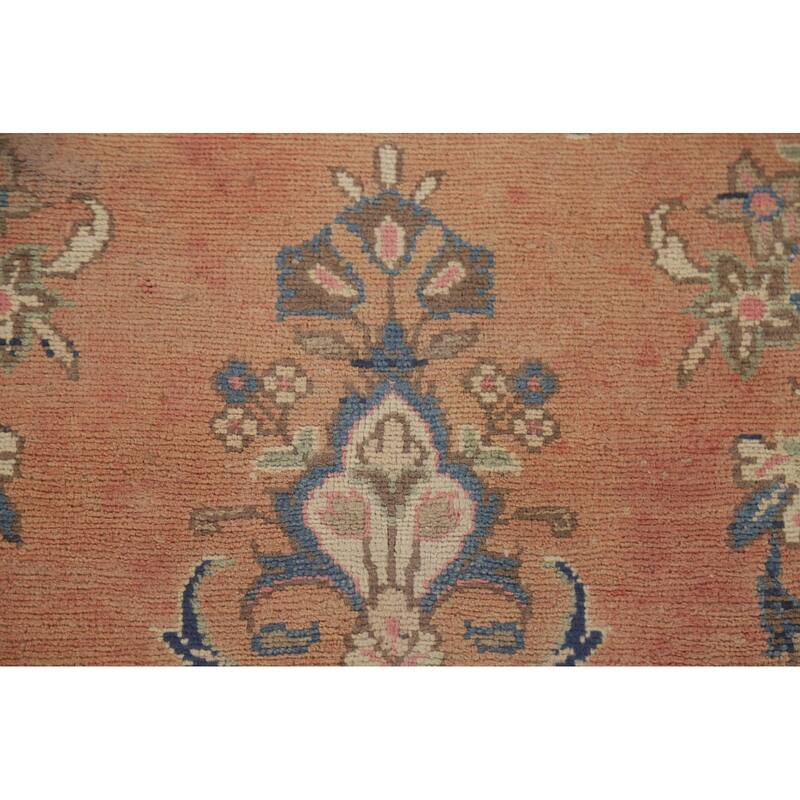 Hand Knotted Oriental 100% Wool Carpet Traditional Floral Oranges & Rust Mashad Area Rug - 9' 1'' X 5' 10''