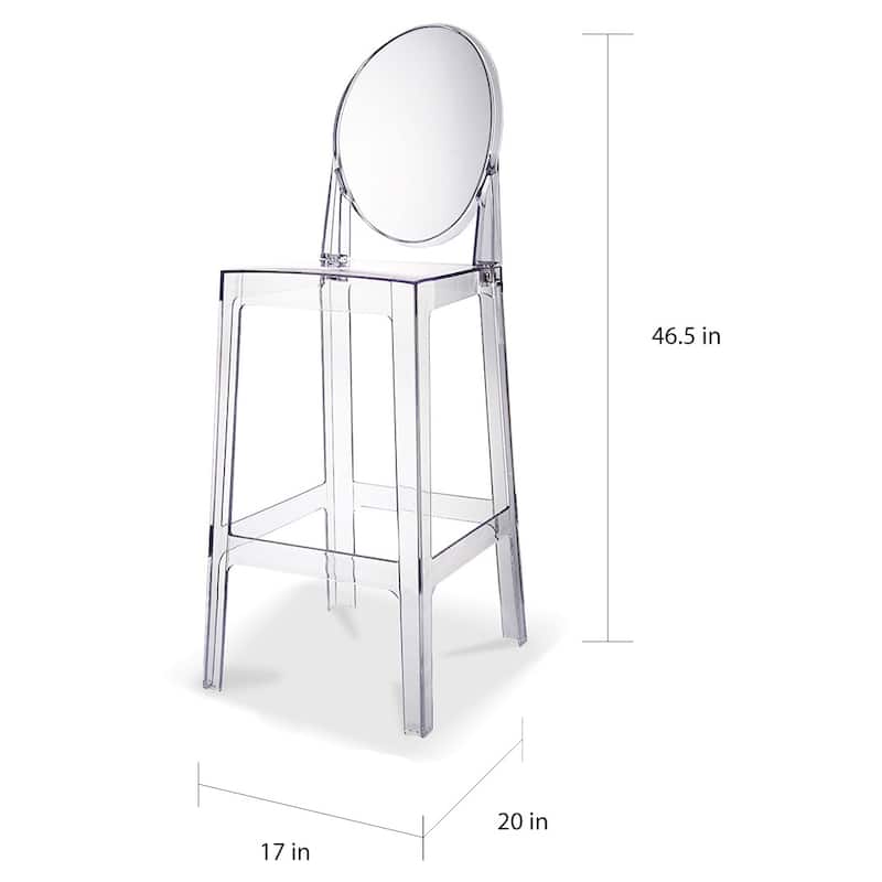 Set of 2 Modern High Back Side Armless Bar Stools With Backs Chairs For Kitchen Island Home Indoor Outdoor Patio Clear