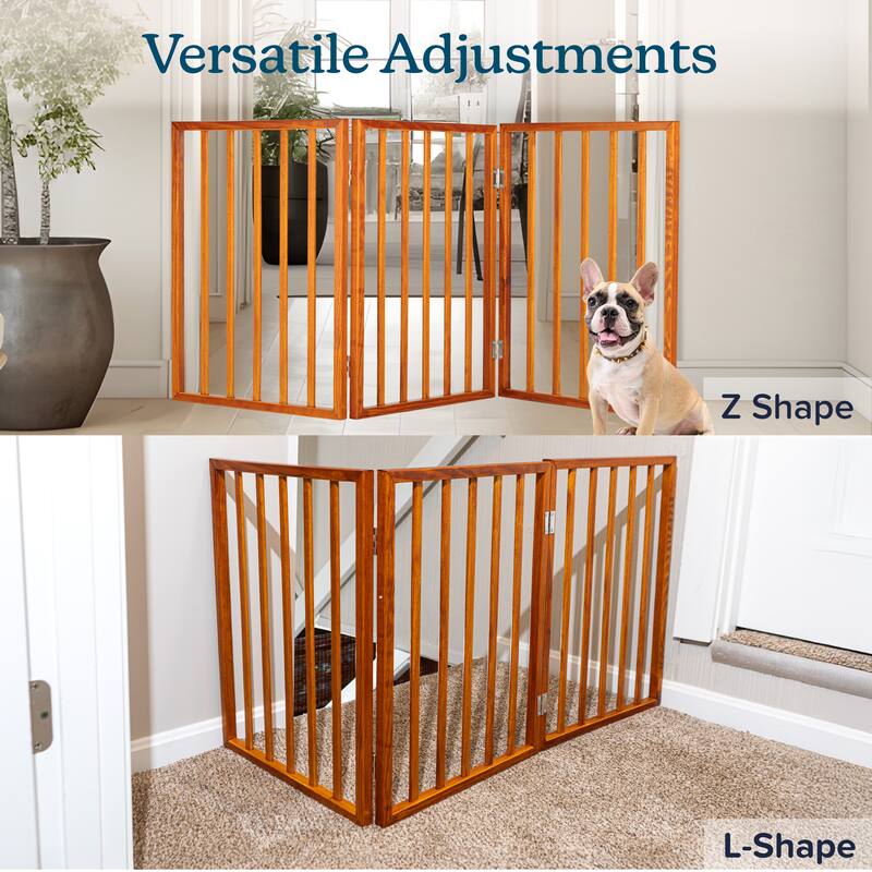 3-Panel Indoor Foldable Dog Gate - 54x24-Inch Wood Freestanding Pet Fence