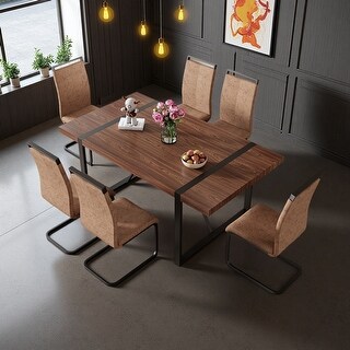 71"x39.3" MDF Rectangular Dining Table with Industrial Style, Paired ...