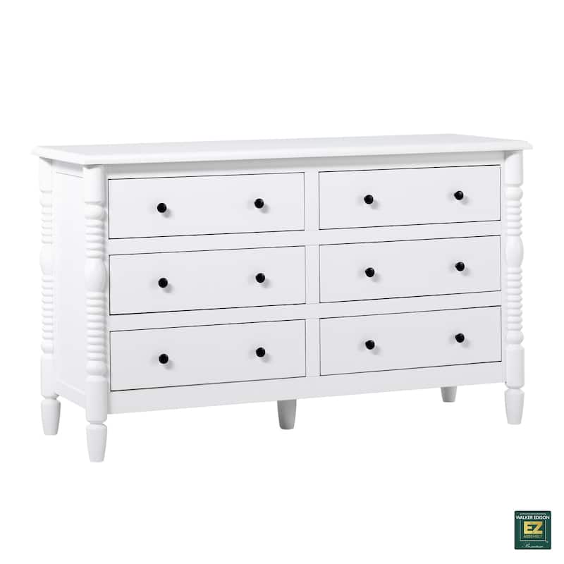 Walker Edison Easy Assembly 6-Drawer Dresser with Wood-Turning Details