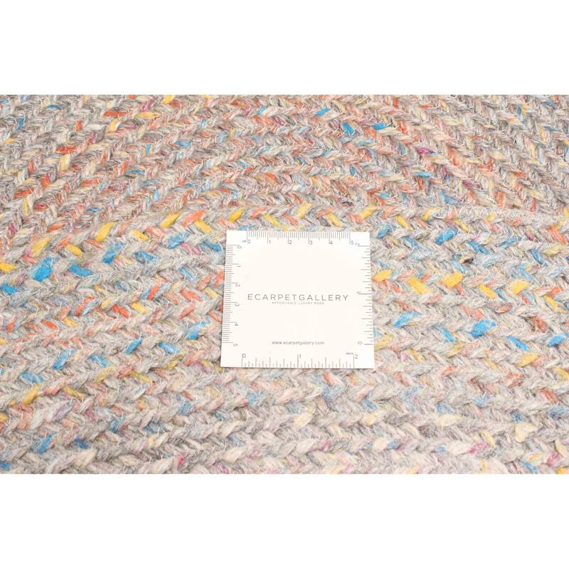 ECARPETGALLERY Braid weave Sienna Grey Wool Rug - 3'3 x 3'3