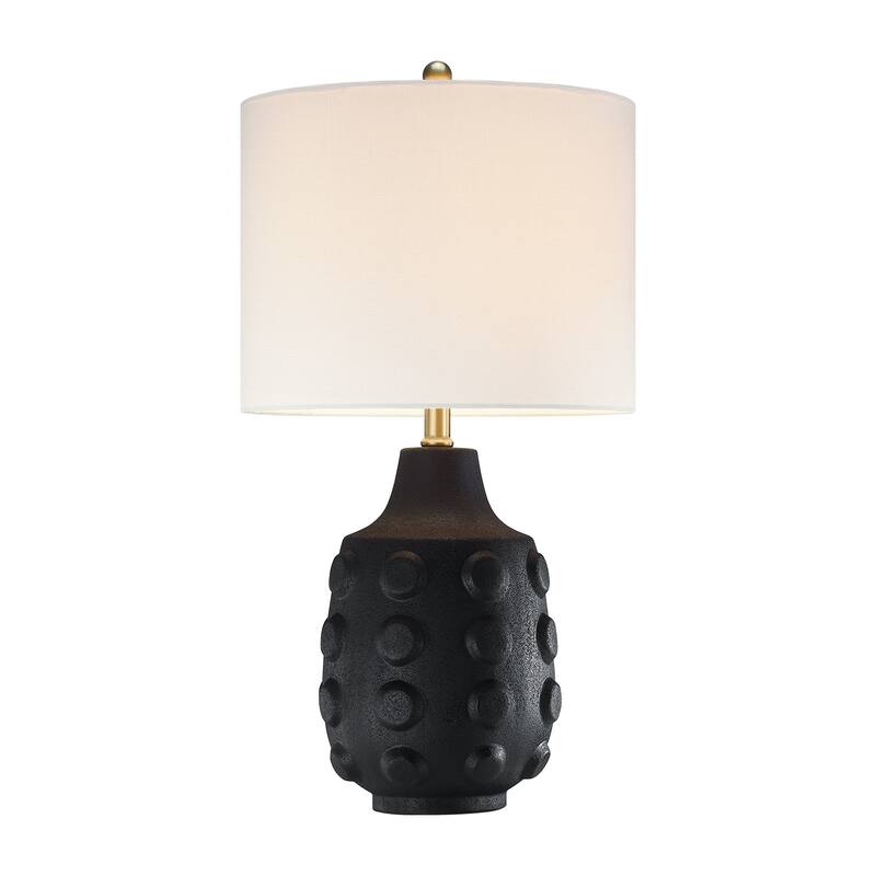 3-Way Ceramic Table Lamp with White Drum Shade - 23.5 in. H