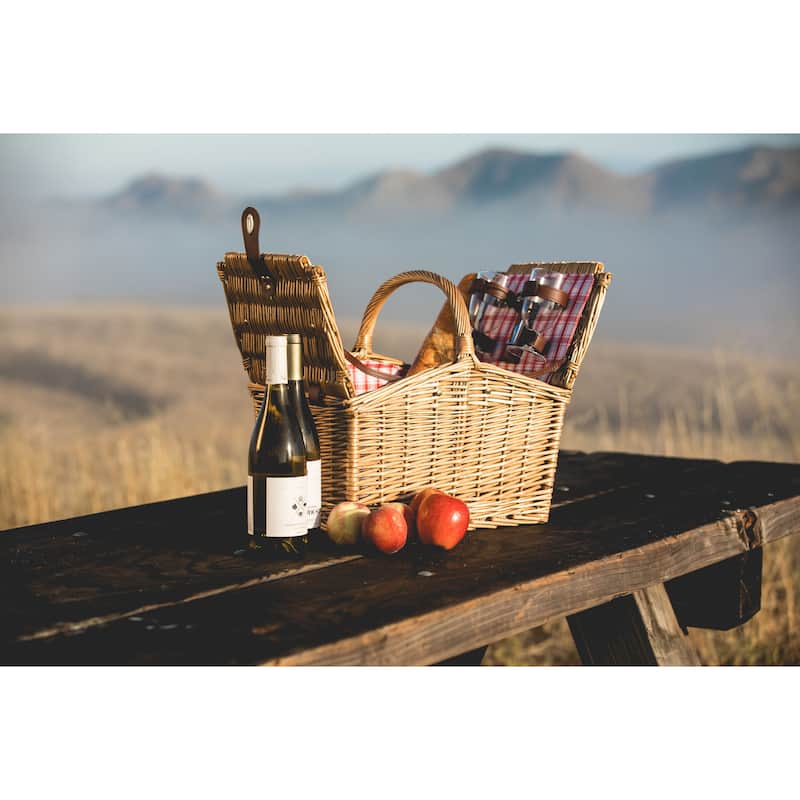 Picnic Time Piccadilly Picnic Basket, (Red & White Plaid Pattern) - N/A