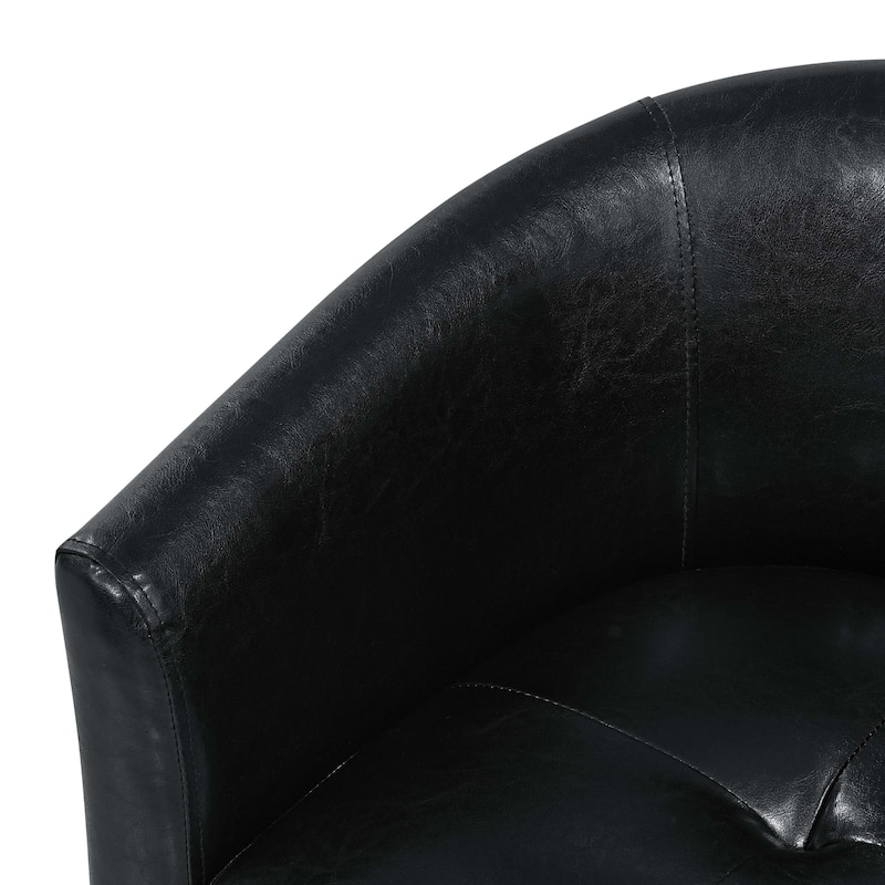 PU Leather Classic Barrel Chair with Ottoman,a kiln-dried solid and engineered wood frame that rests on plastic legs