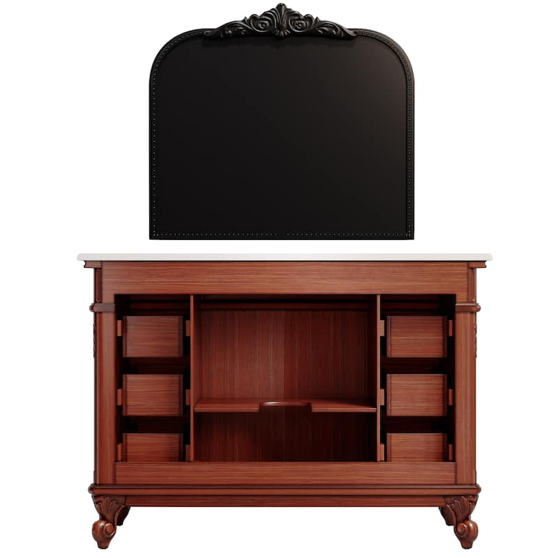 48-Inch British Vintage Solid Wood Bathroom Vanity with Sink – Elegant Antique-Inspired Design