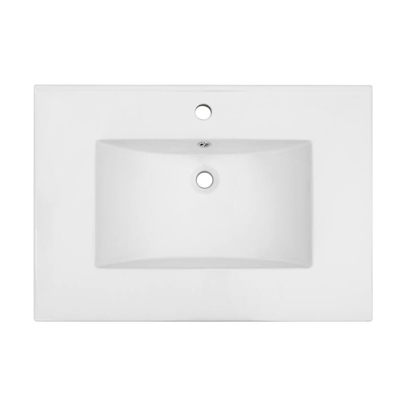 Durable Bathroom Vanity Top with Single Sink, Smooth Polished Ceramic Finish, and Overflow - 30.2in L