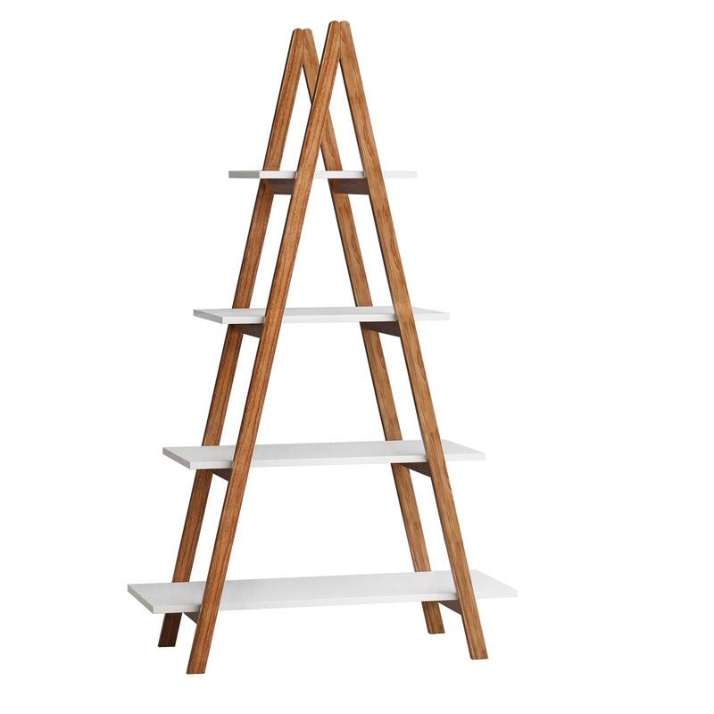 Solid Bamboo "A" Frame Ladder Bookshelf - 4-Tier Display Shelf