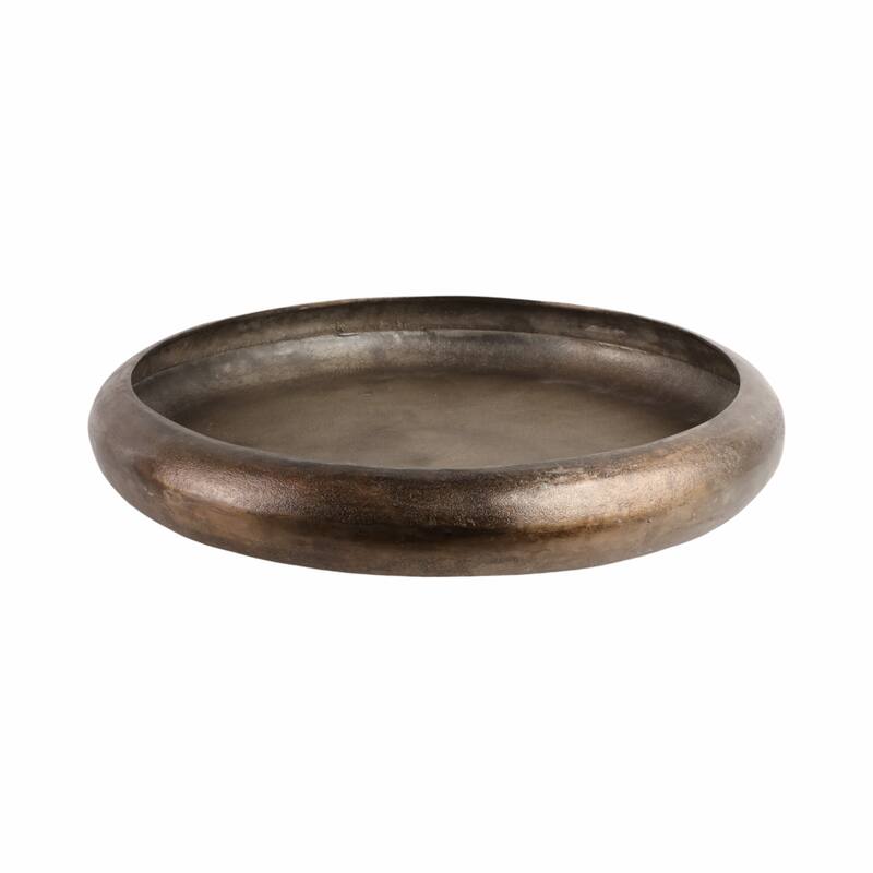 Decorative Round Shallow Bowl for Home Decor - 25", Bronze and Copper