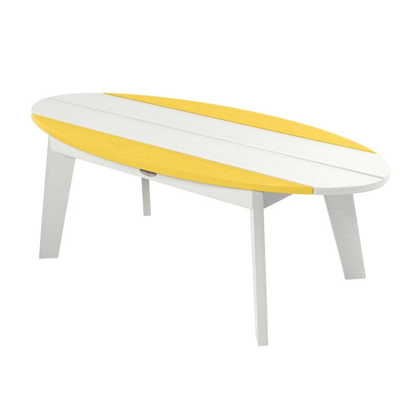 Shoreline Surfboard Outdoor Coffee Table - White and Sunbeam Yellow