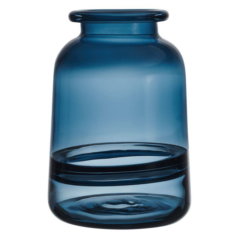 Elements Blue Cinched Glass Vase, 6X8 Inch
