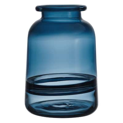 Elements Blue Cinched Glass Vase, 6X8 Inch