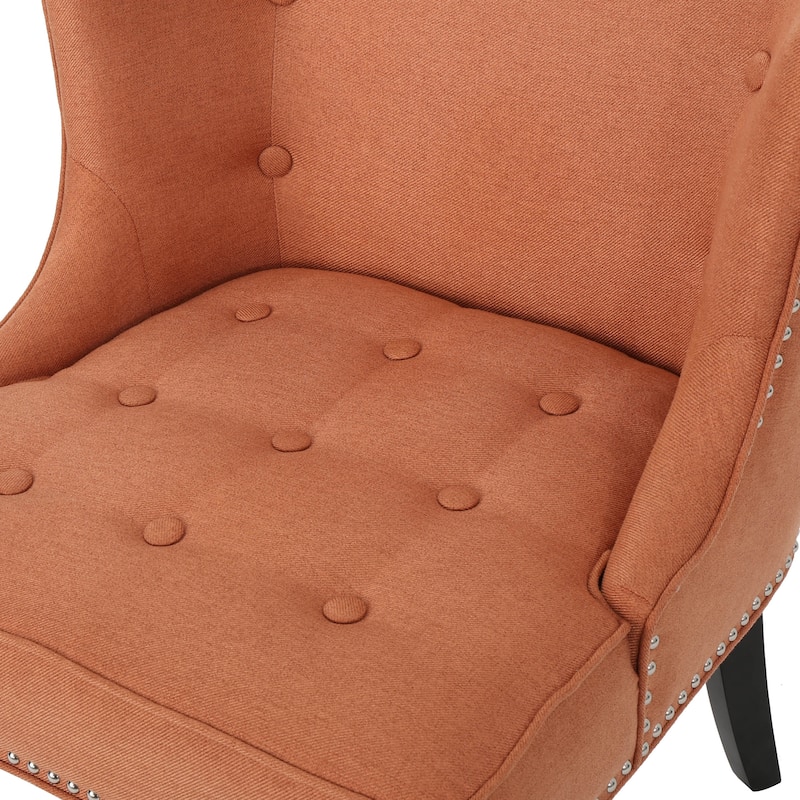 Modern 28" Accent Chair with Button Tufted Waffle Stitching and Nailheads