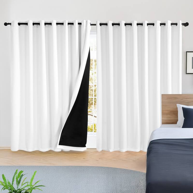 Deconovo 100 Percent Blackout with Liner Grommet Curtain (2 Panel) - W100 x L84 - Pure White