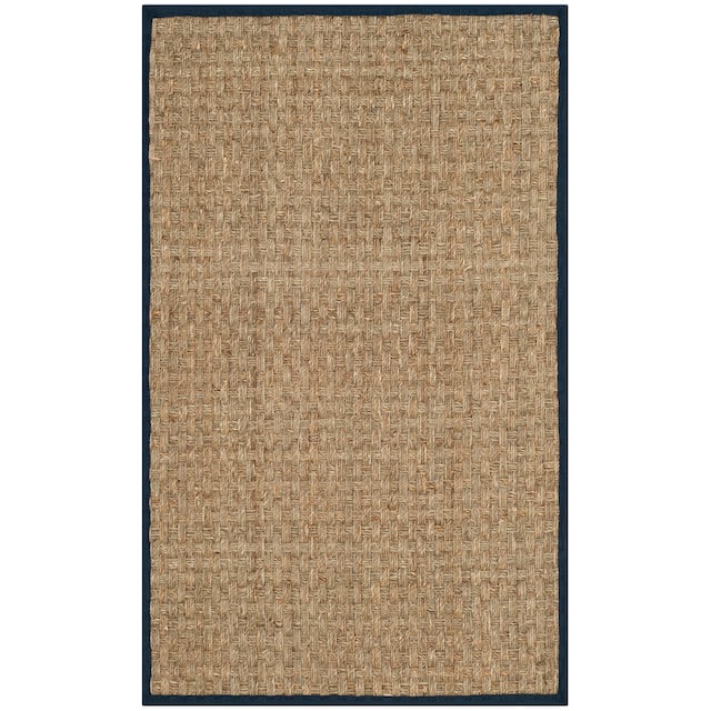 SAFAVIEH Natural Fiber Marina Basketweave Seagrass Rug - 2' x 3' - Natural/Blue