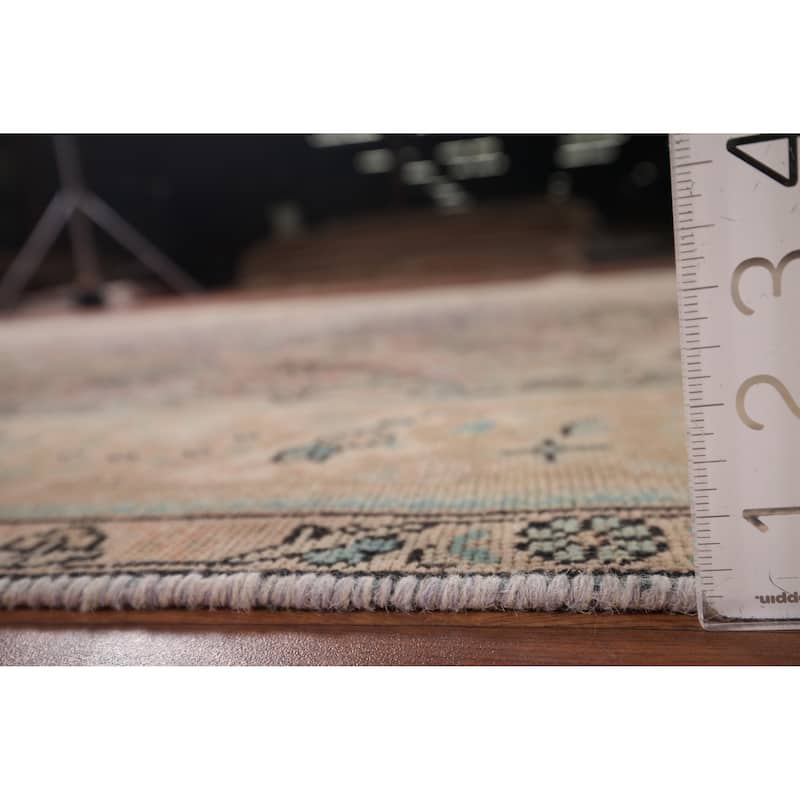 Pink Tabriz Vintage Persian Area Rug Handmade Wool Carpet - 6'9" x 9'3"