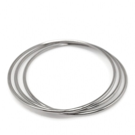Loralyn Designs Thin Stainless Steel Bangle Bracelet Set of 3 - Silver