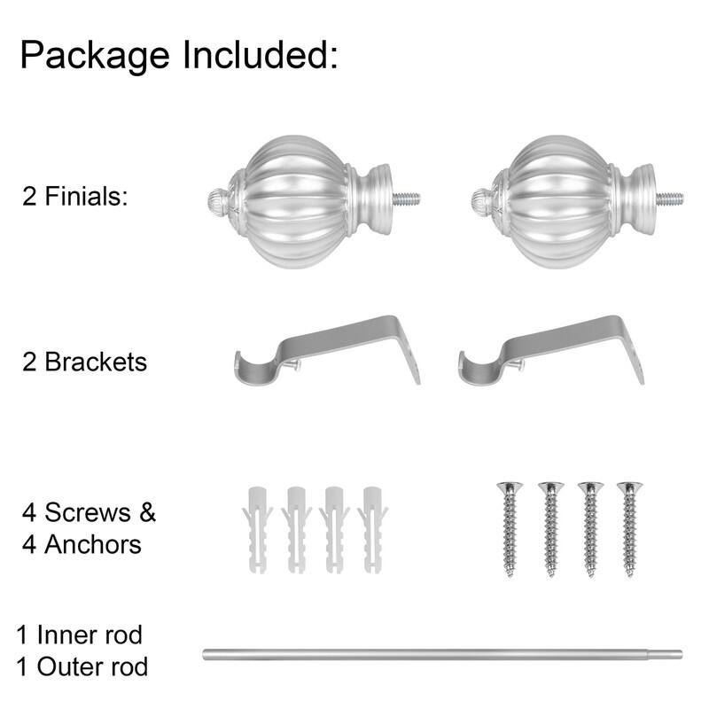 UTOPIA ALLEY Wall Mounted 3/4 Inch Curtain Rod - Curtain Rods For Windows, Adjustable Drapery Rods