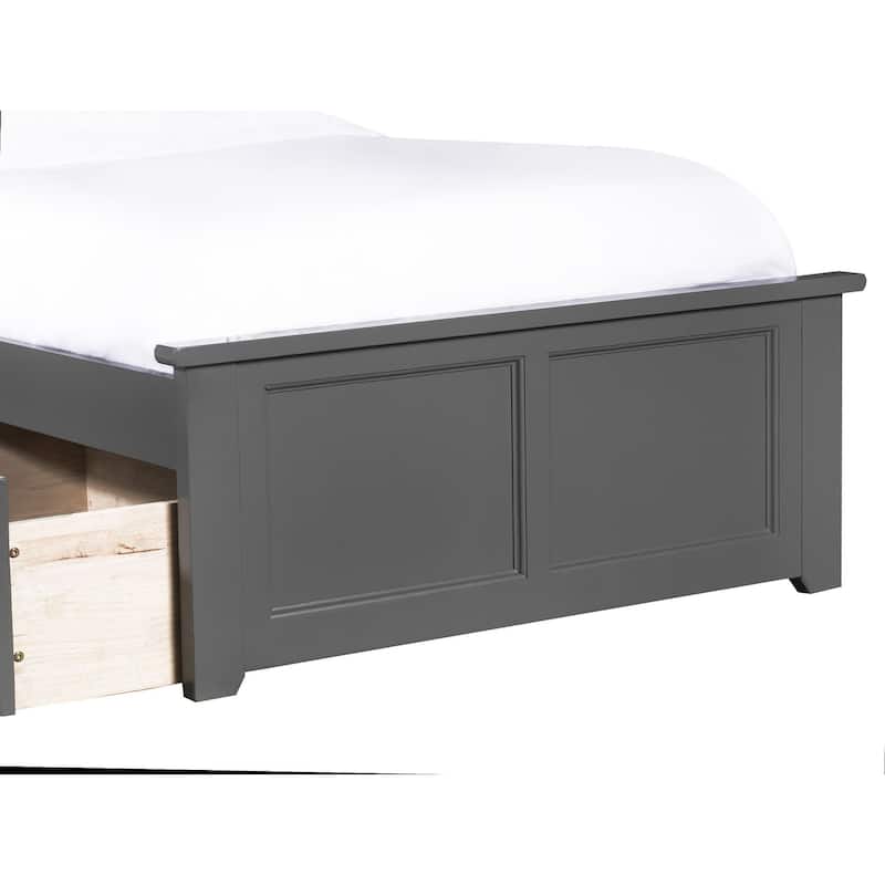Platform Bed with Footboard & 2 Drawers - Storage Bed Frame - Slatted Support