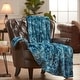 preview thumbnail 17 of 111, Chanasya Faux Fur Wolf Throw Blanket With Reversible Sherpa Queen / Full - Blue