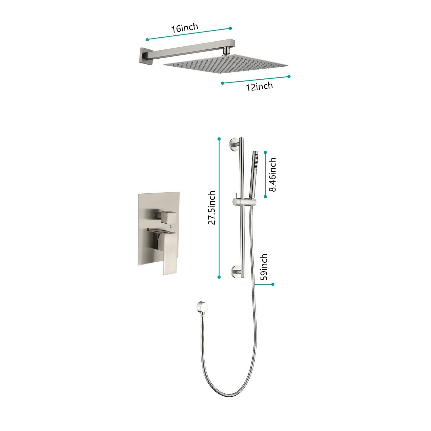 Rainfall Shower Head Complete Shower System with Roughin Valve Bed