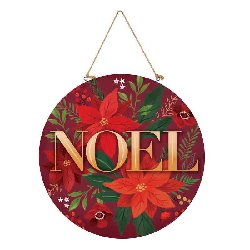 Holiday Wood Door Decor, "Noel" - 18" - Multicolor