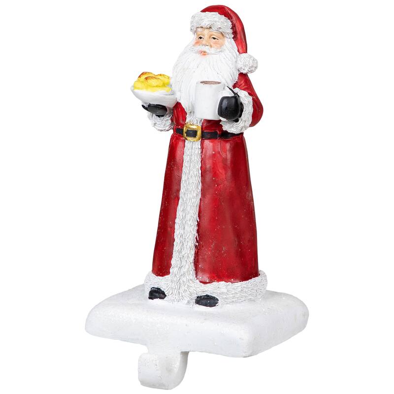 7" Santa with Cookies and Hot Cocoa Christmas Stocking Holder