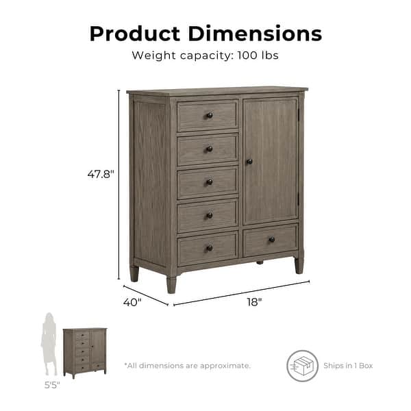 Furniture of America Lanister Transitional Warm Grey 6-Drawer Solid Wood Armoire