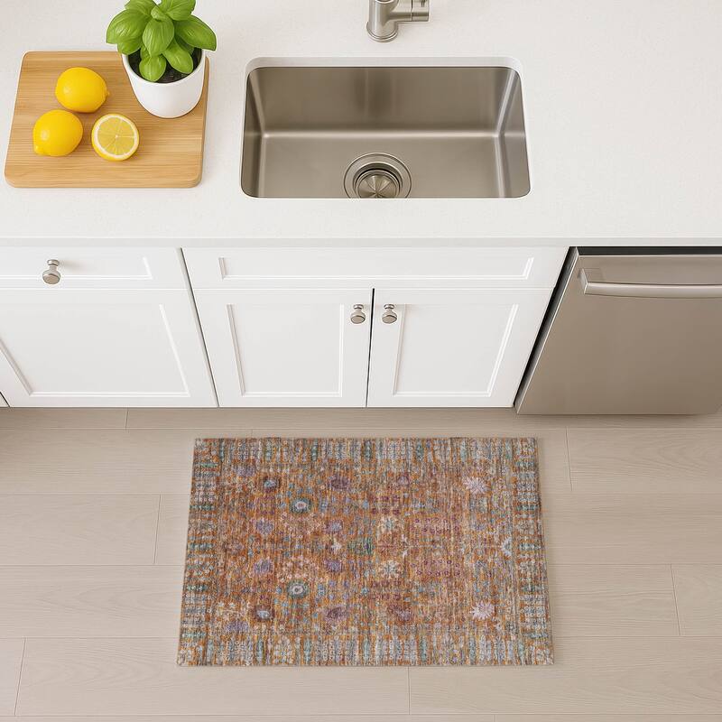 Machine Washable Indoor/ Outdoor Traditional Classic Chantille Rug