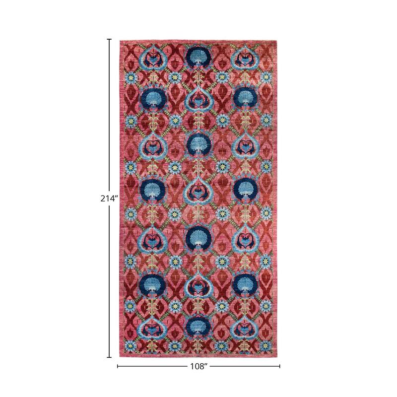 Overton Handknotted Wool Vintage Inspired Contemporary Suzani Pink Area Rug - 17' 10" x 9' 0"